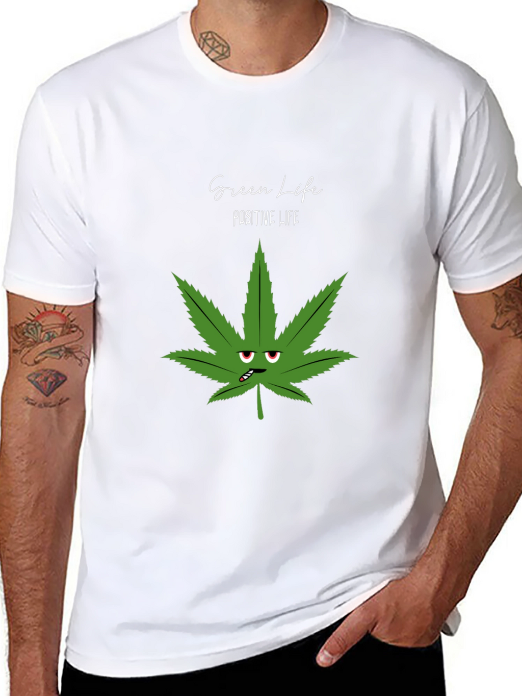 Green Life Positive Life Black Graphic Tee