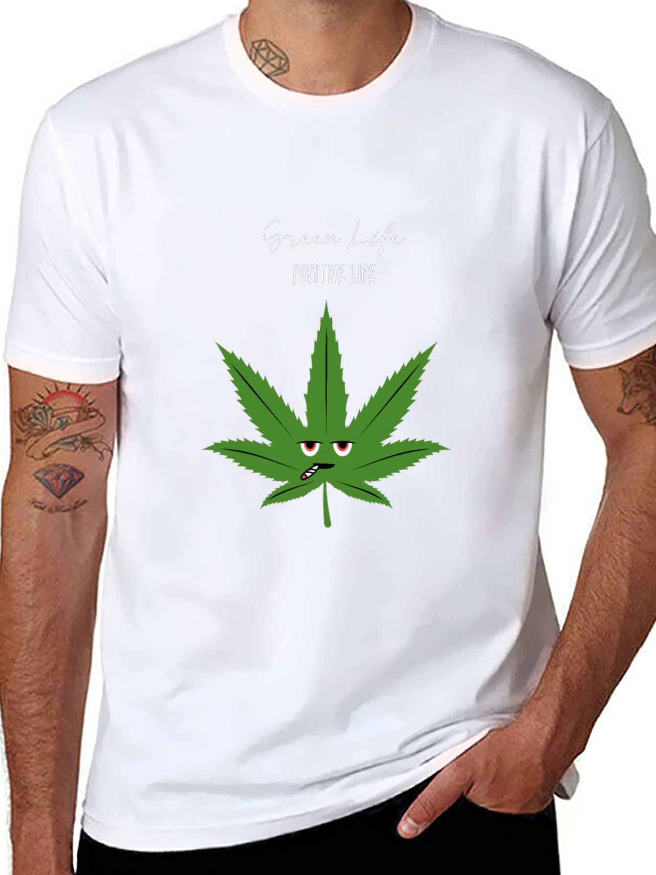 Green Life Positive Life Black Graphic Tee