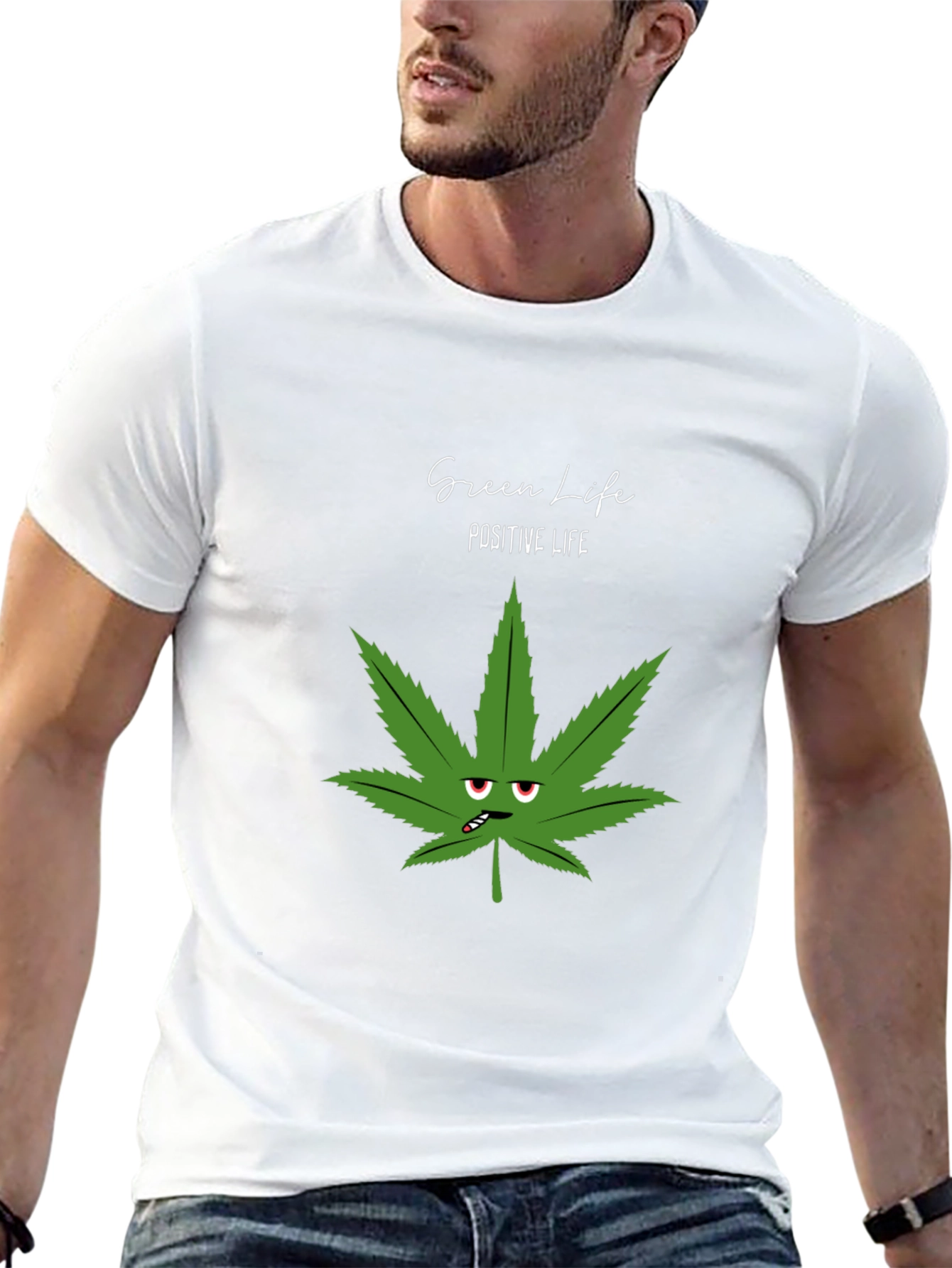 Green Life Positive Life Black Graphic Tee