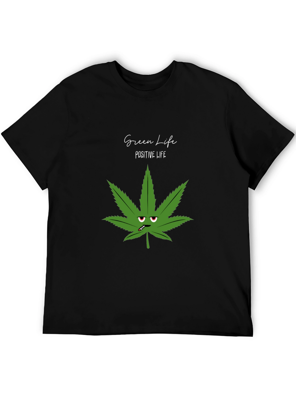 Green Life Positive Life Black Graphic Tee