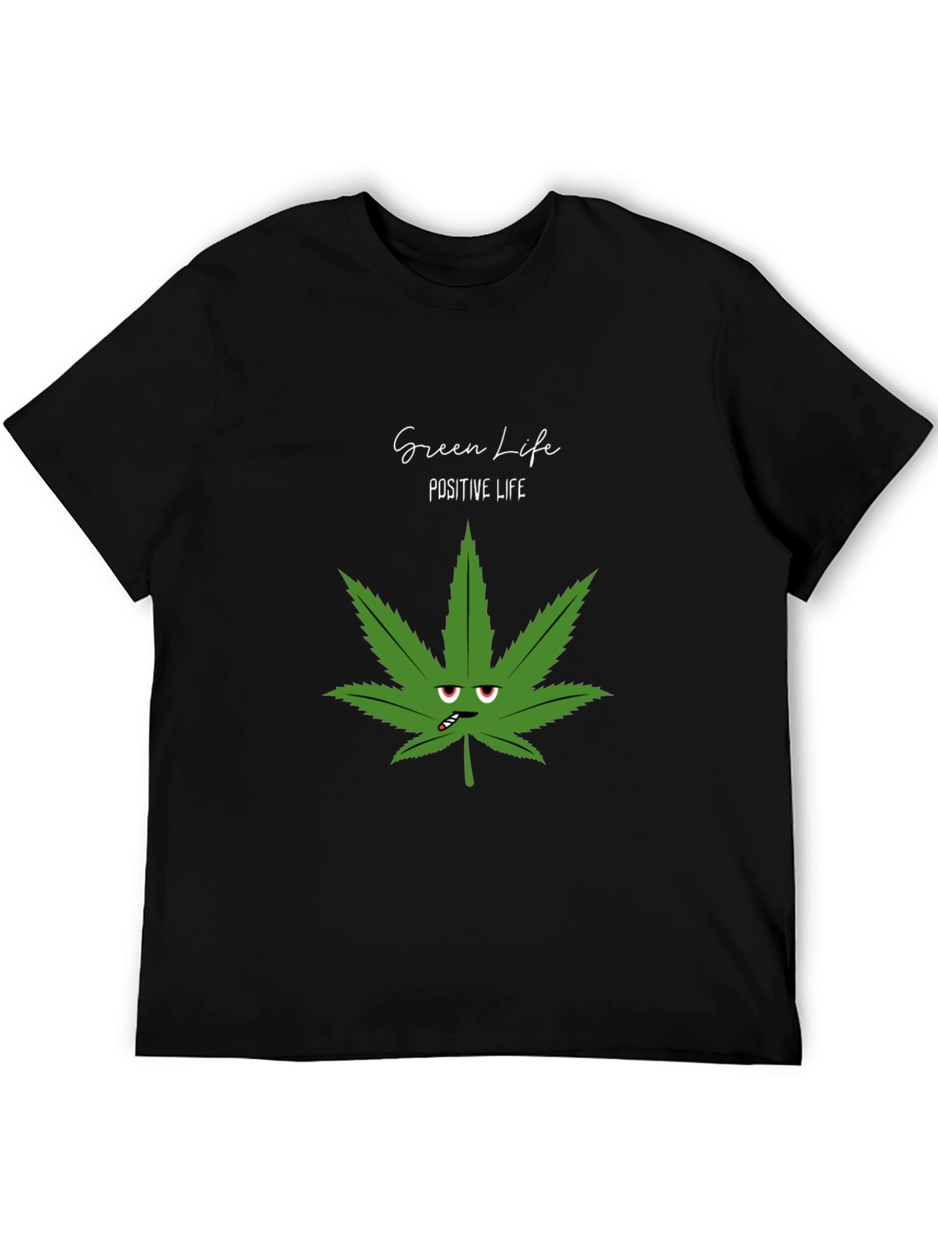Green Life Positive Life Black Graphic Tee