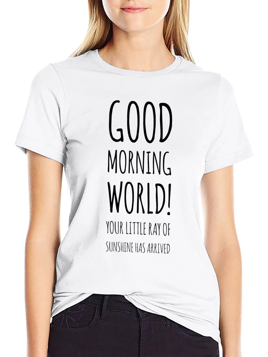 Good Morning World Graphic Tee - Black