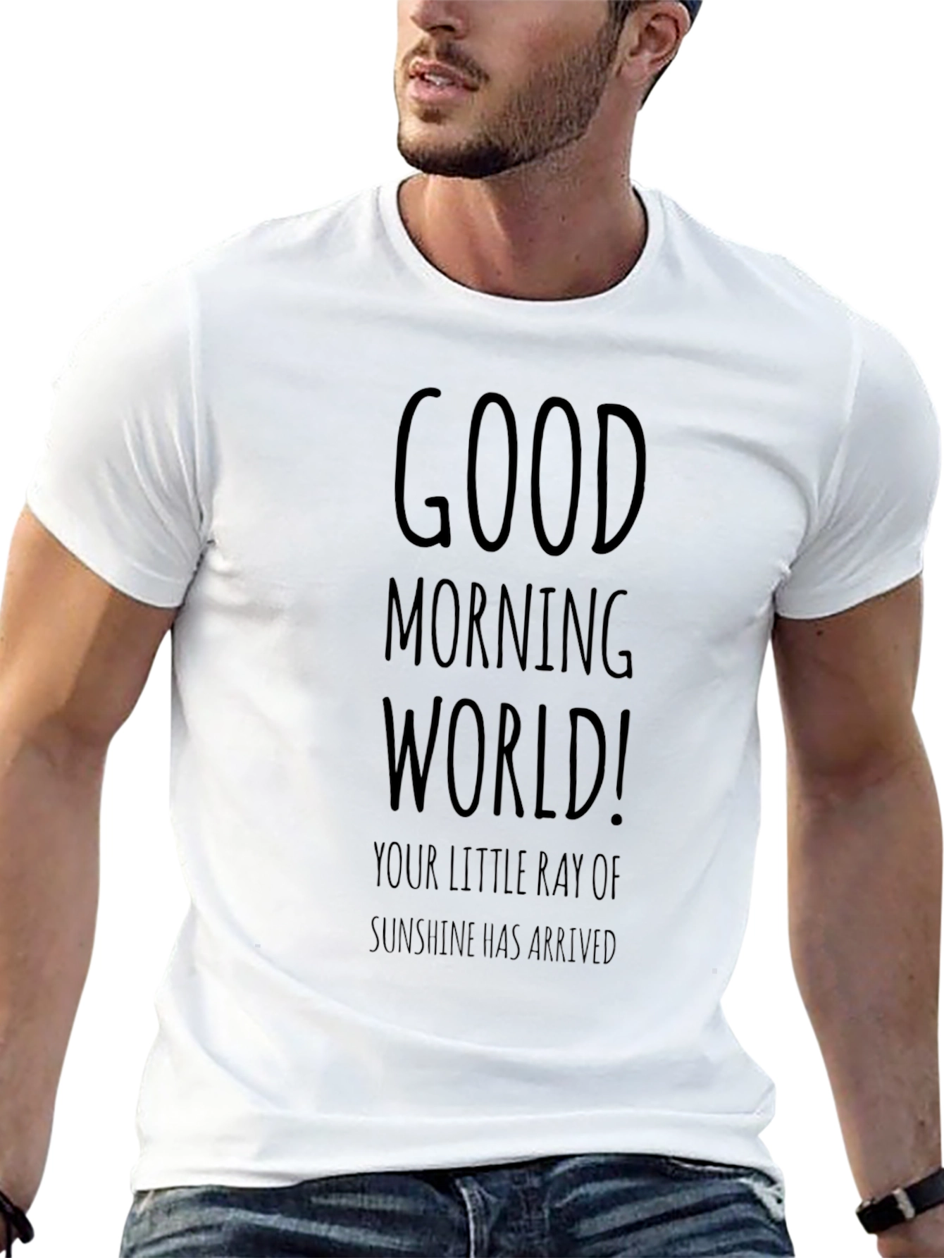 Good Morning World Graphic Tee - Black