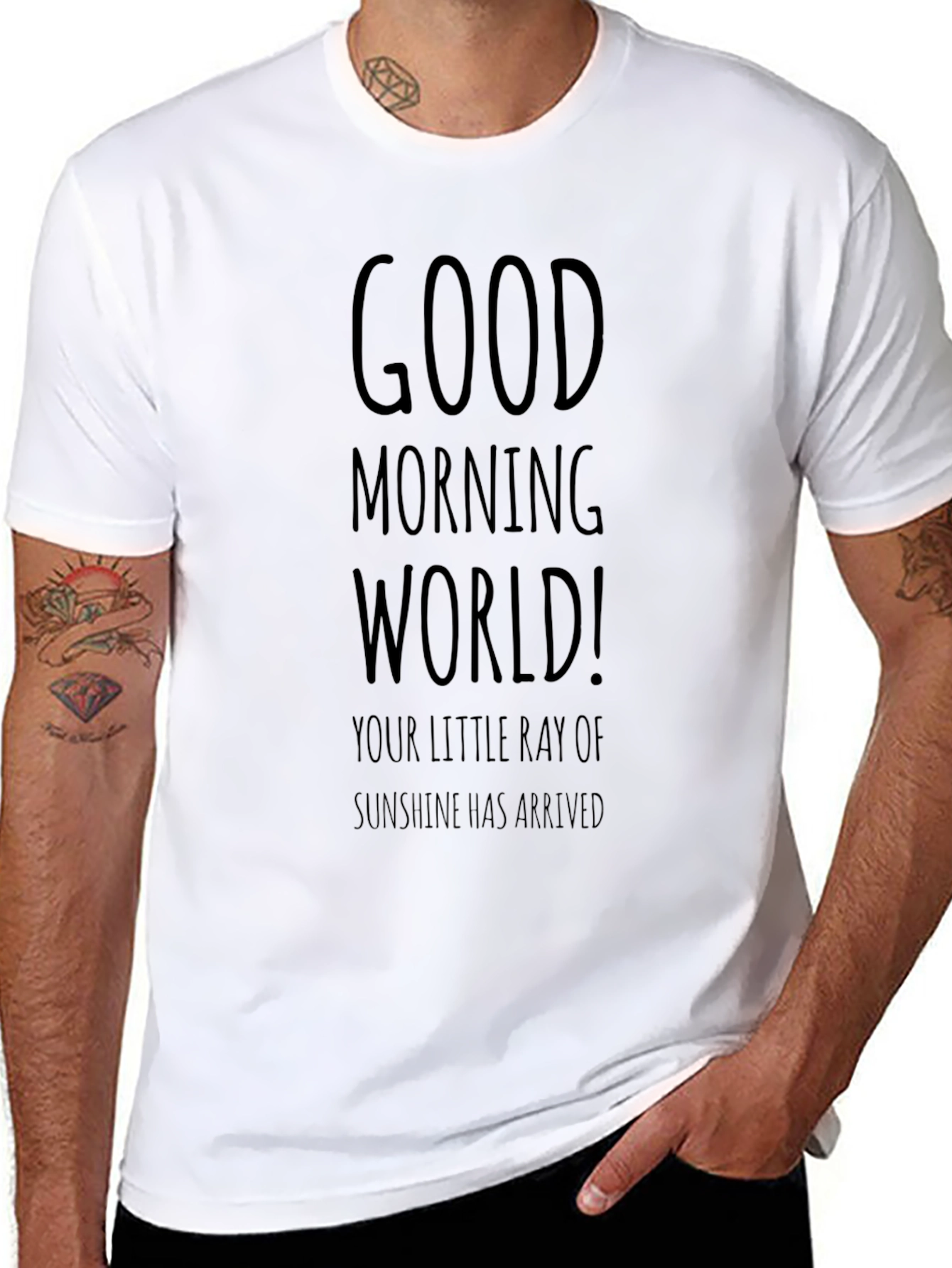 Good Morning World Graphic Tee - Black