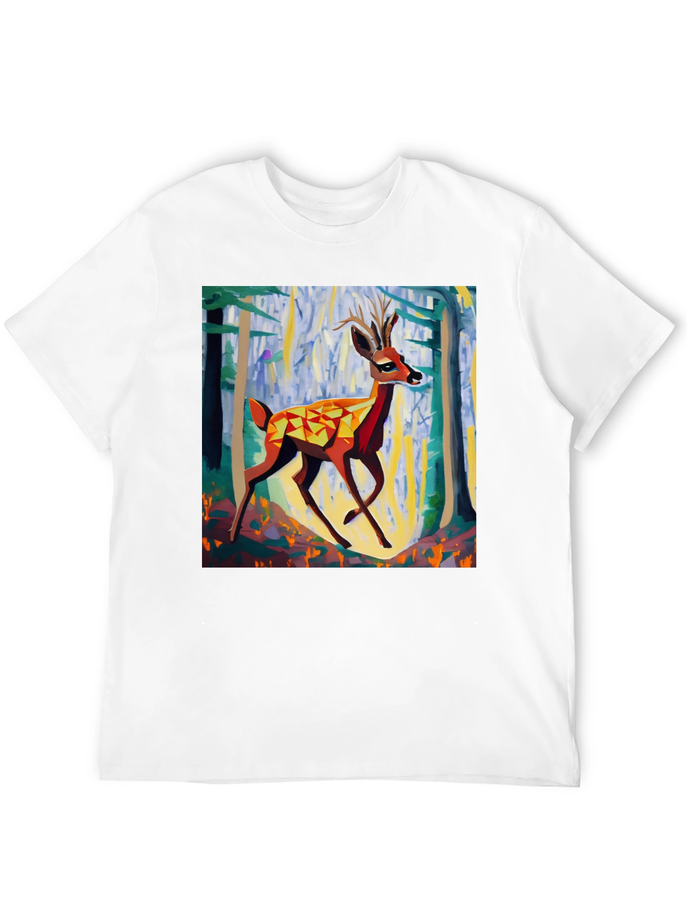 Geometric Deer Graphic Tee - Modern Art T-Shirt