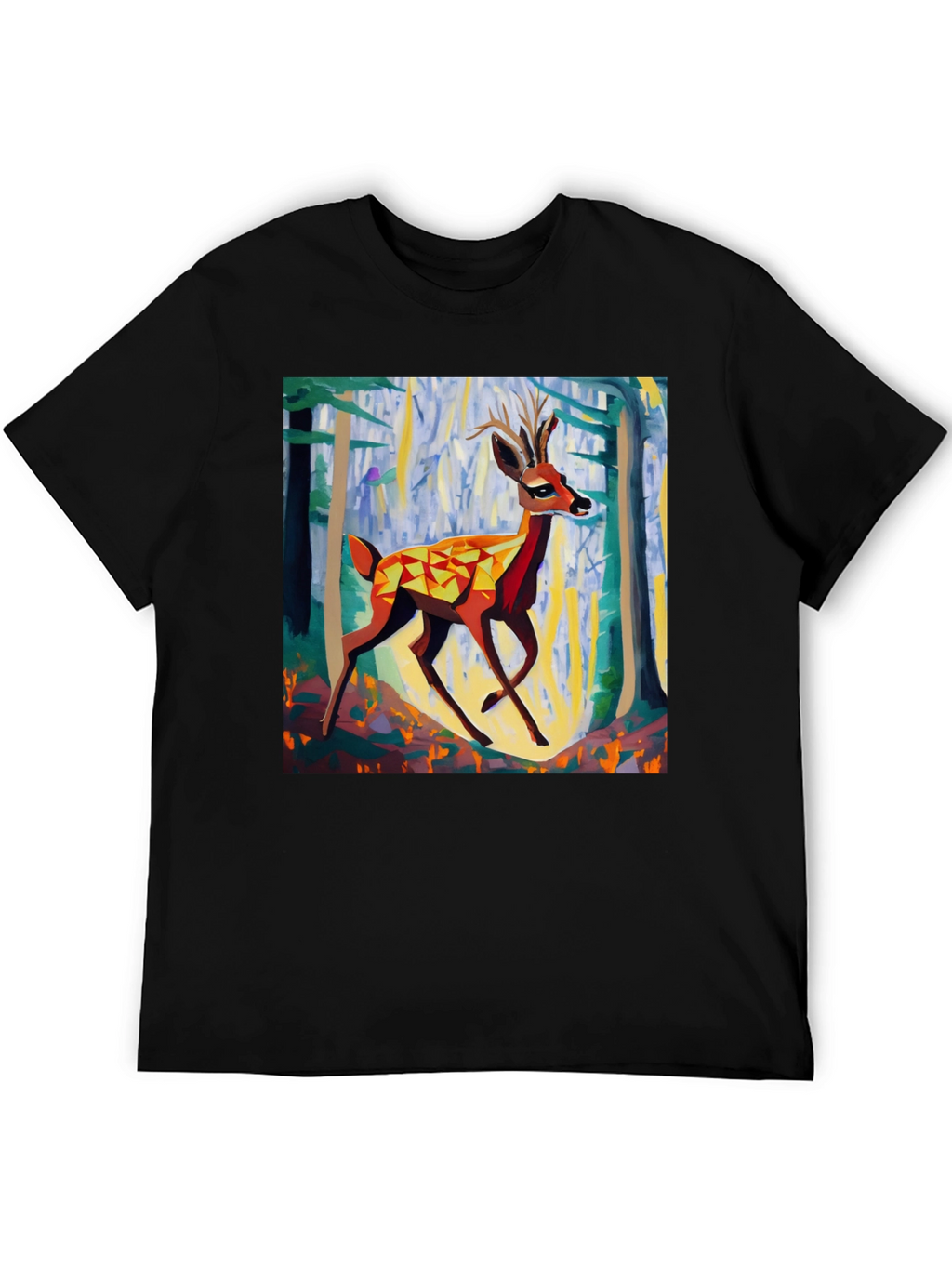 Geometric Deer Graphic Tee - Modern Art T-Shirt