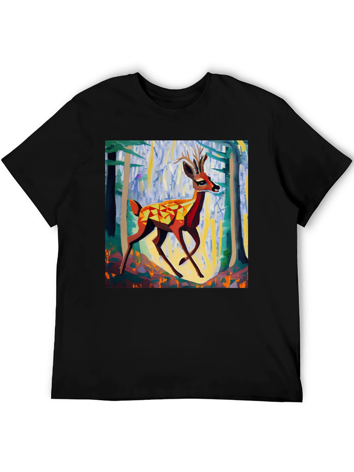 Geometric Deer Graphic Tee - Modern Art T-Shirt