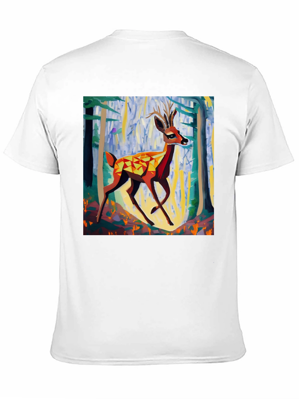 Geometric Deer Graphic Tee - Modern Art T-Shirt