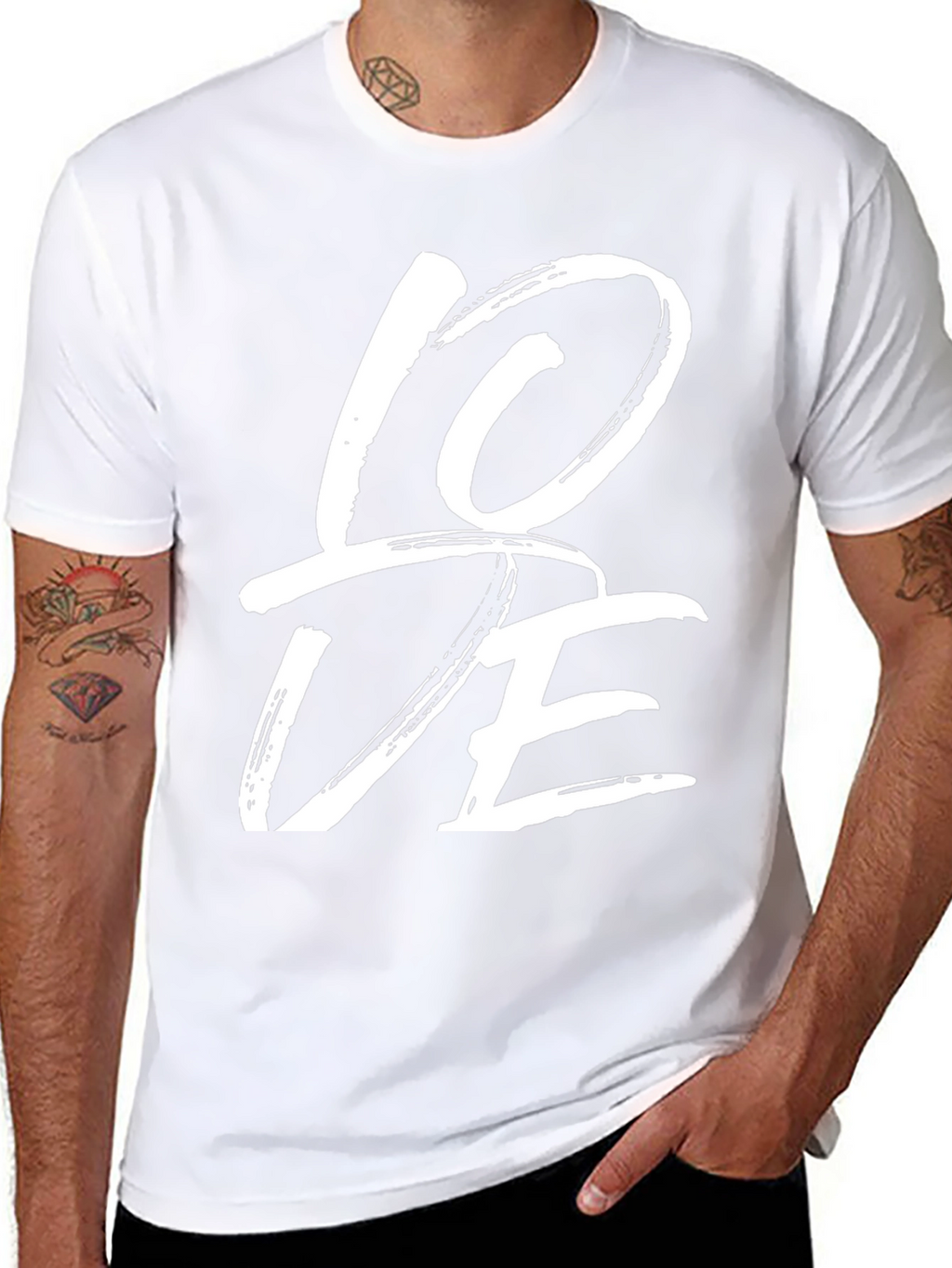 LOVE Graphic Print T-Shirt - Casual Black Tee