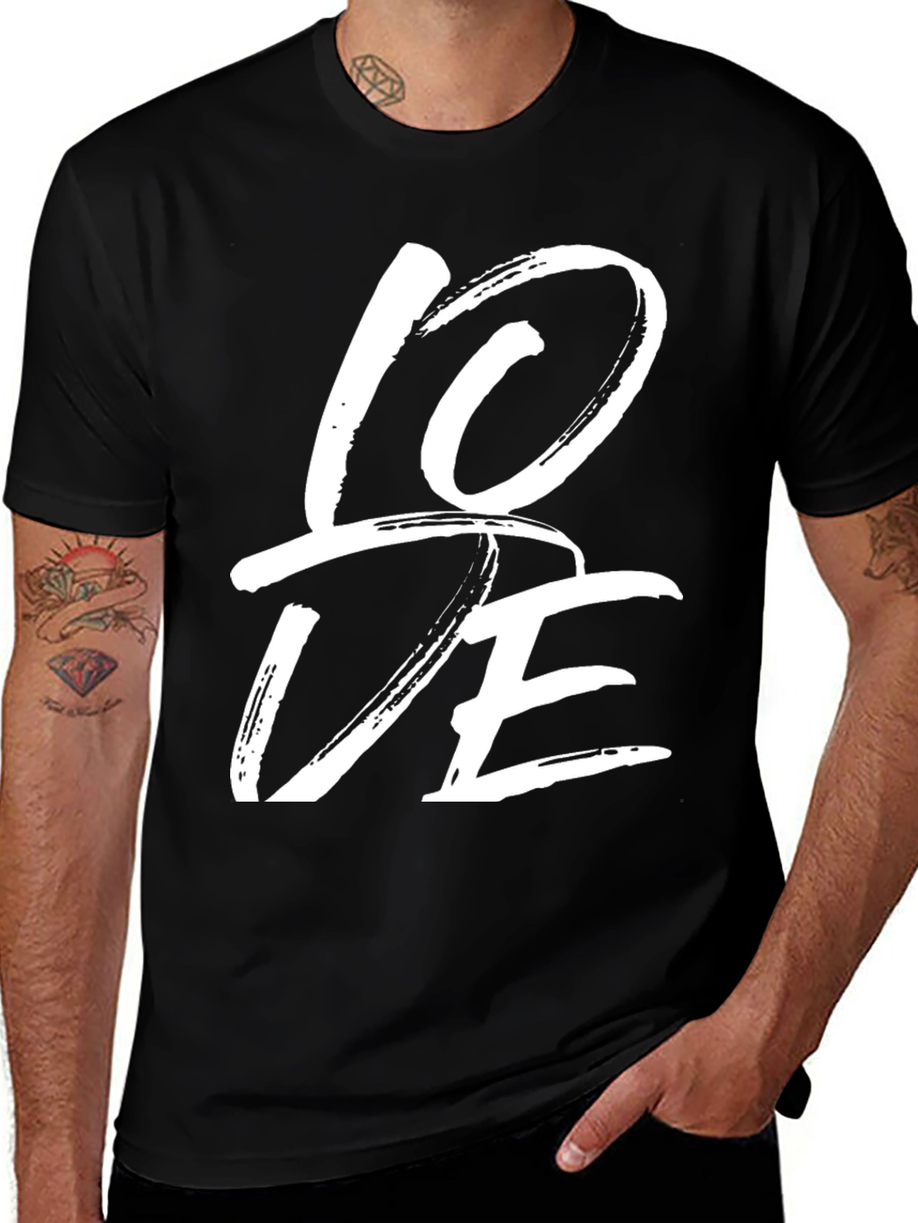 LOVE Graphic Print T-Shirt - Casual Black Tee