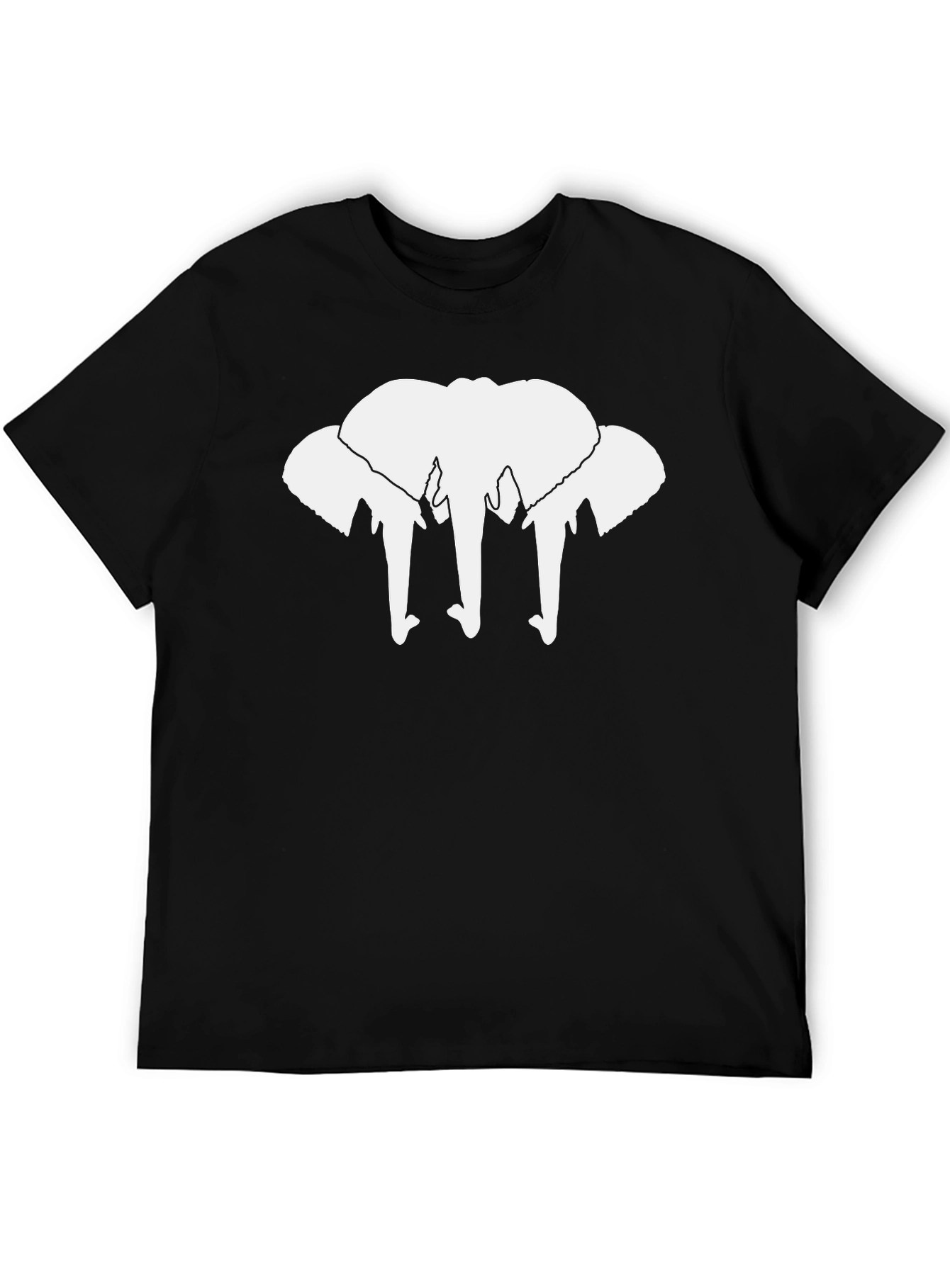 Elephant Silhouette Graphic Tee - Black