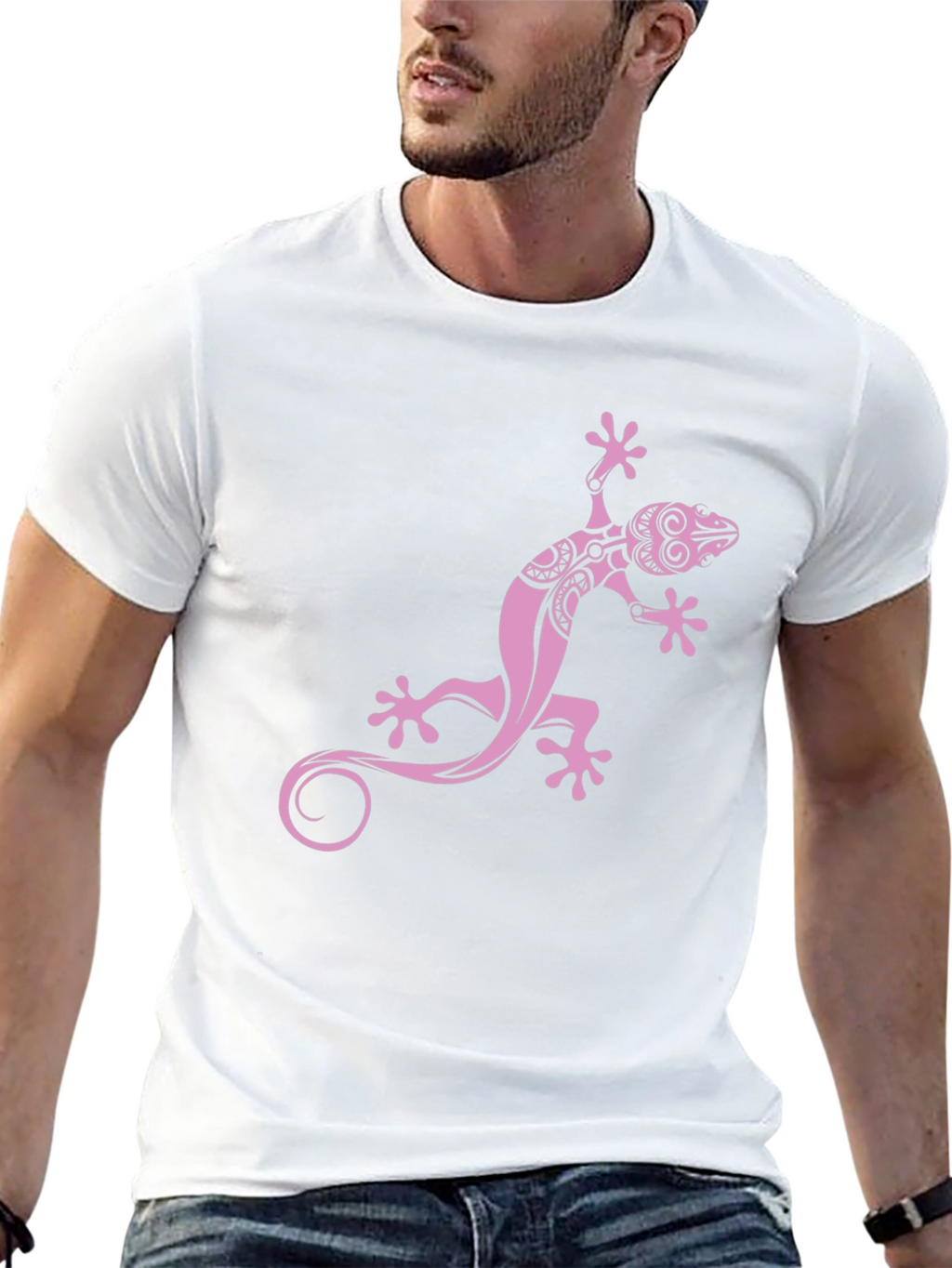 Black Tee with Pink Gecko Graphic