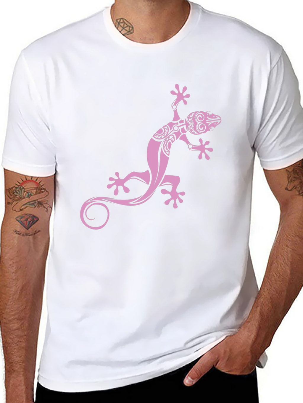 Black Tee with Pink Gecko Graphic