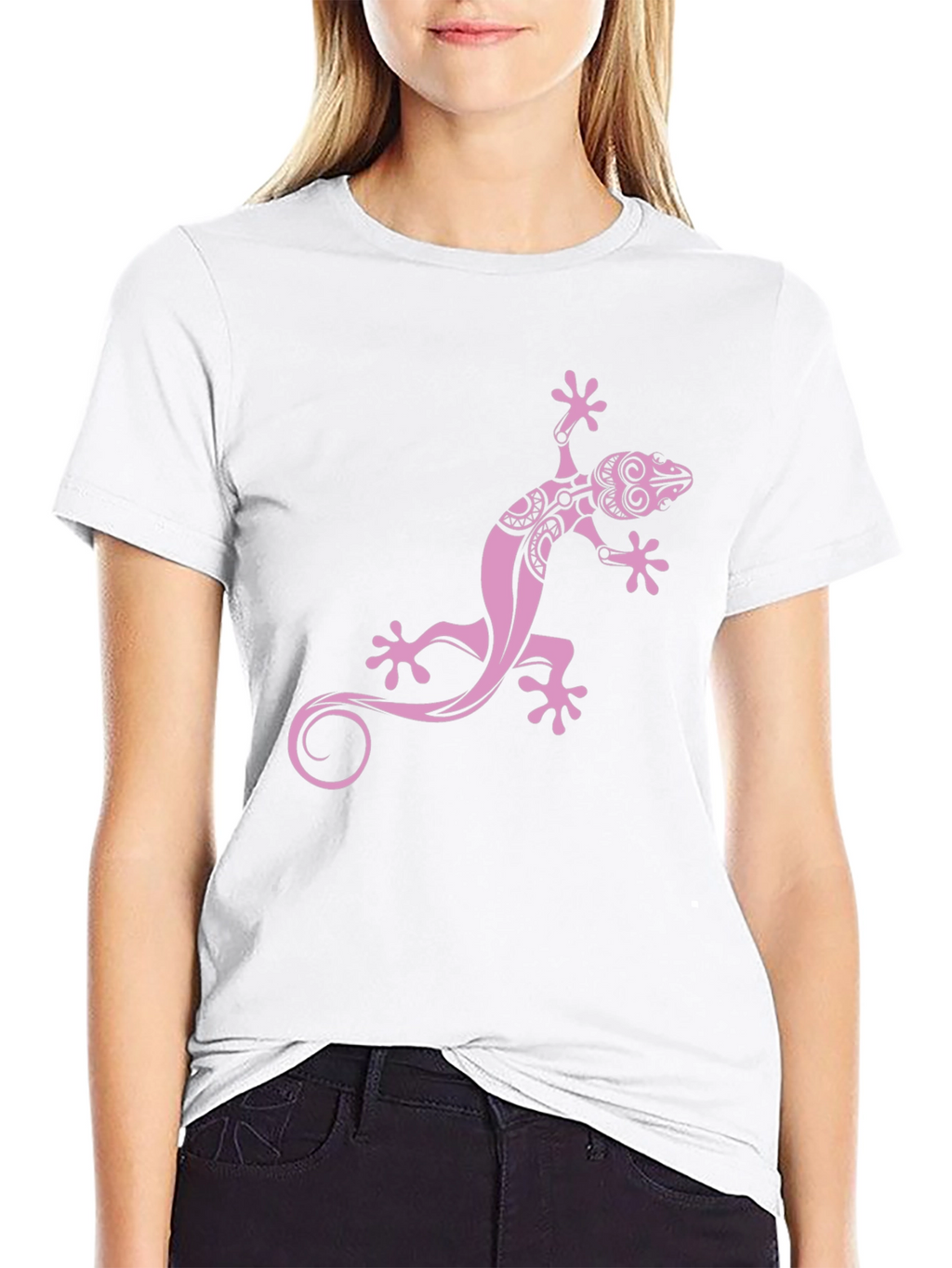 Black Tee with Pink Gecko Graphic