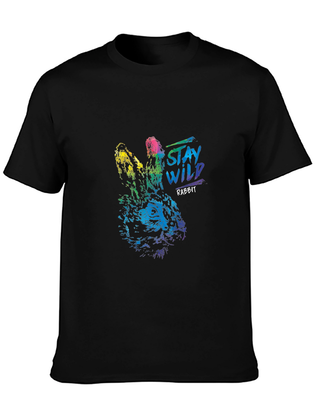 Stay Wild Rabbit Graphic T-Shirt - Black