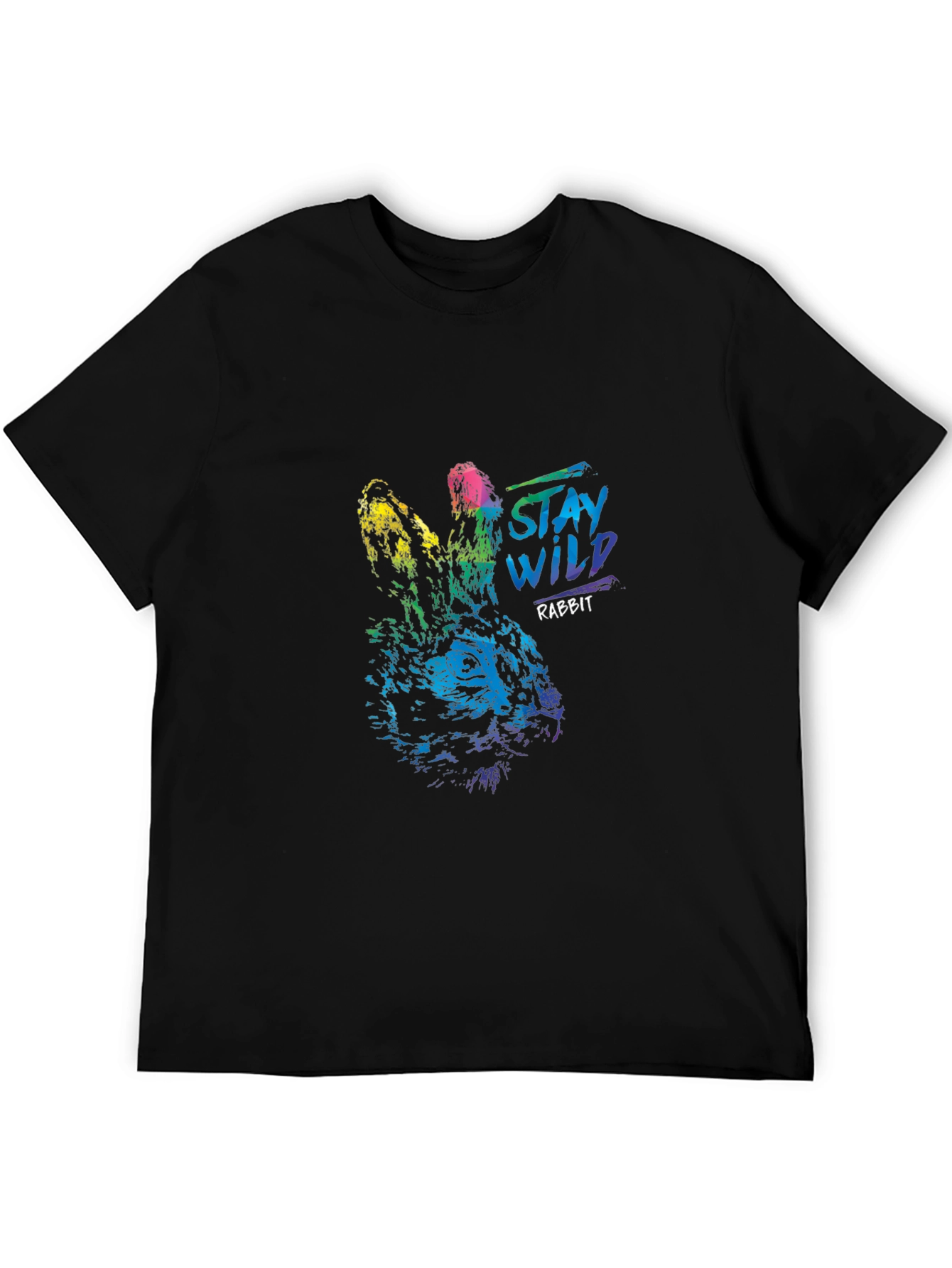 Stay Wild Rabbit Graphic T-Shirt - Black