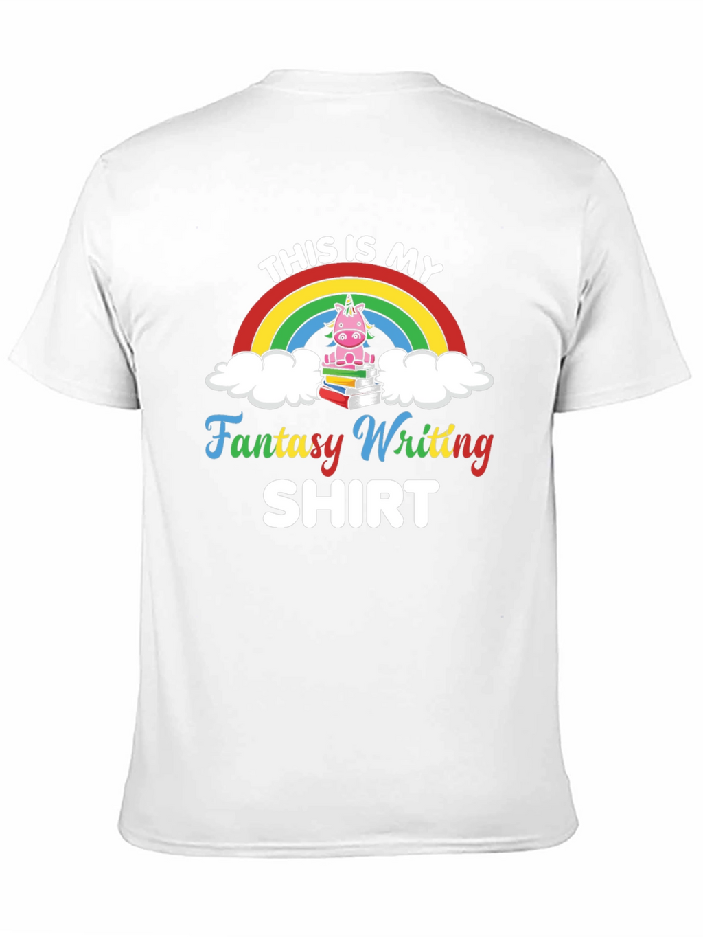 Fantasy Writing T-Shirt with Unicorn Design