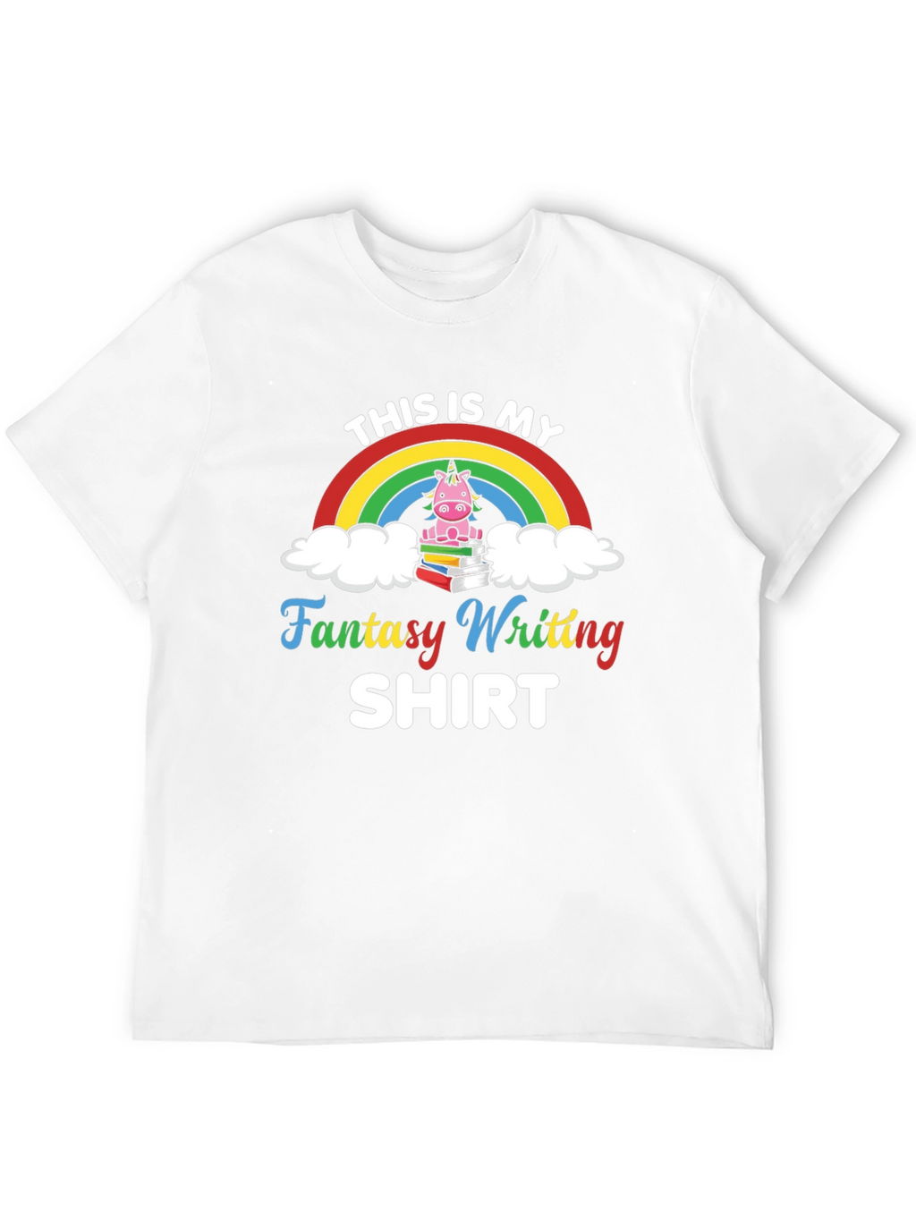 Fantasy Writing T-Shirt with Unicorn Design