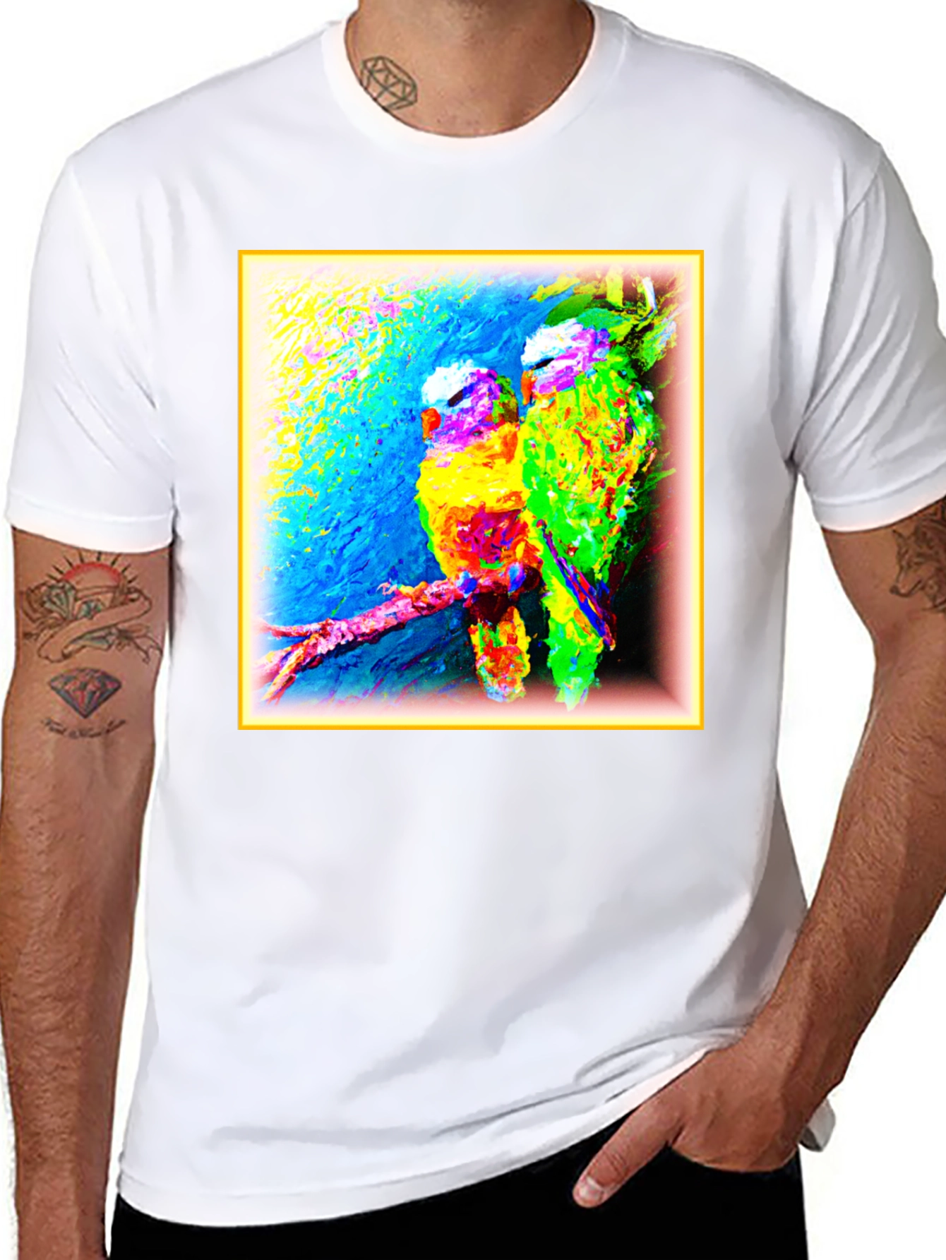 Vibrant Bird Art Graphic Tee -  Unique Design