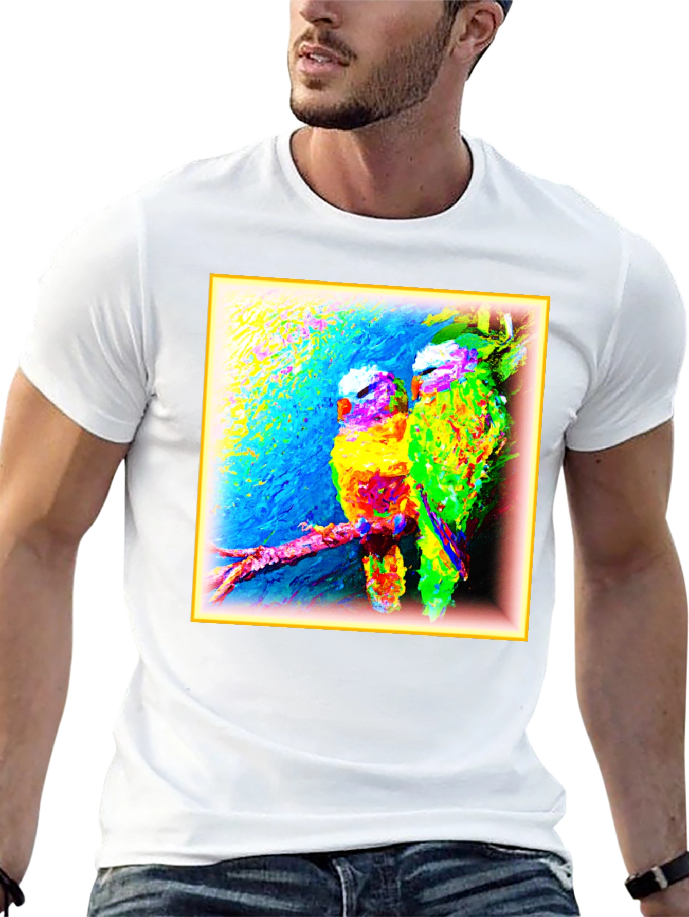 Vibrant Bird Art Graphic Tee -  Unique Design