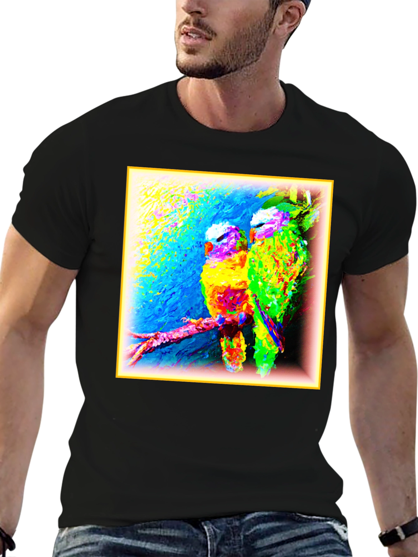 Vibrant Bird Art Graphic Tee -  Unique Design