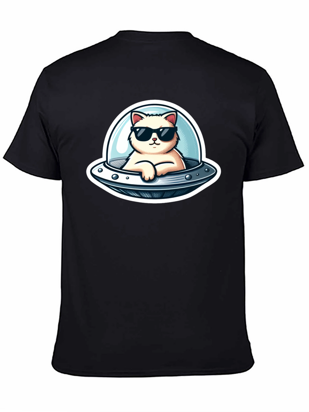 Cool Cat UFO Black T-Shirt