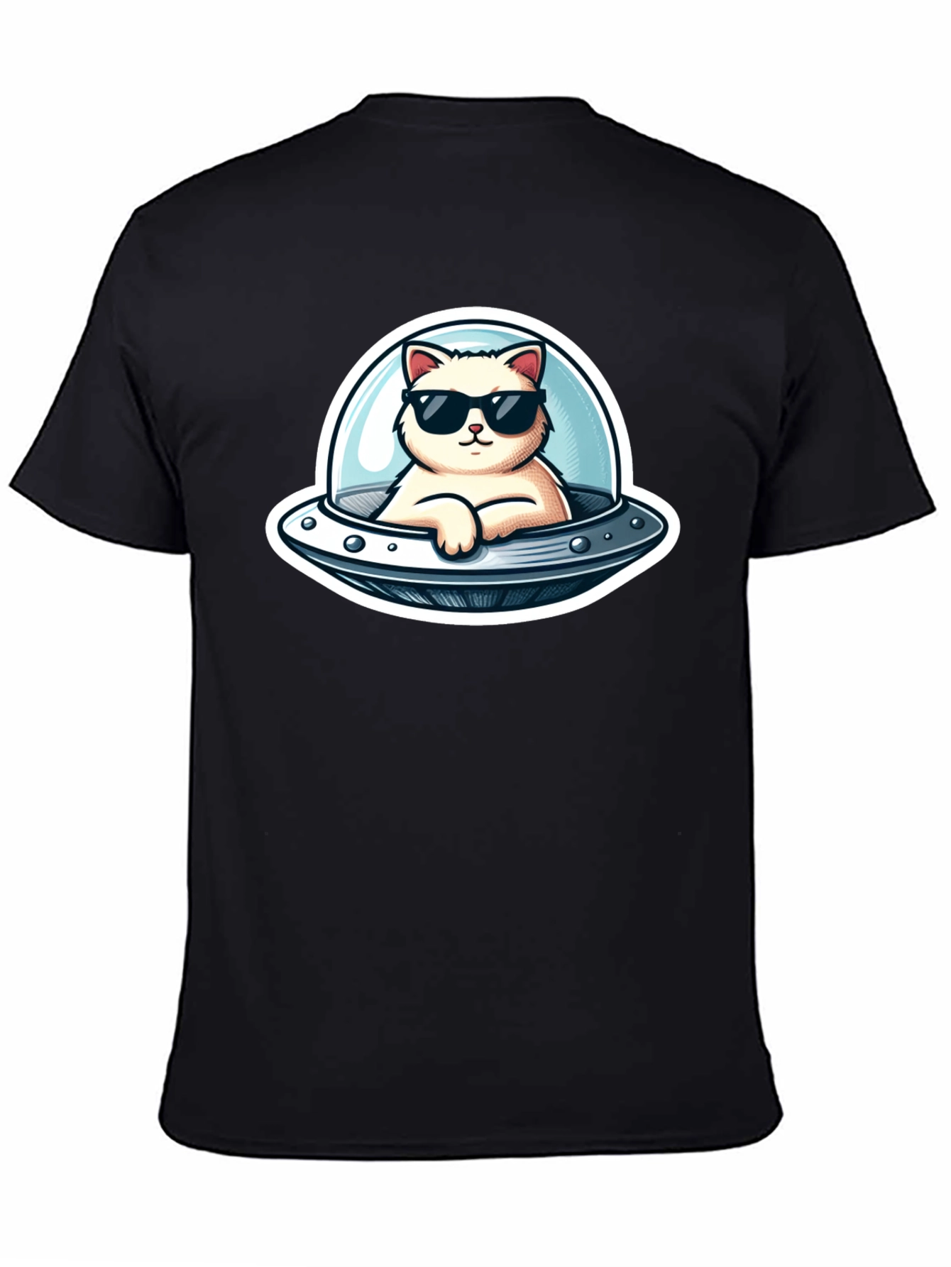 Cool Cat UFO Black T-Shirt