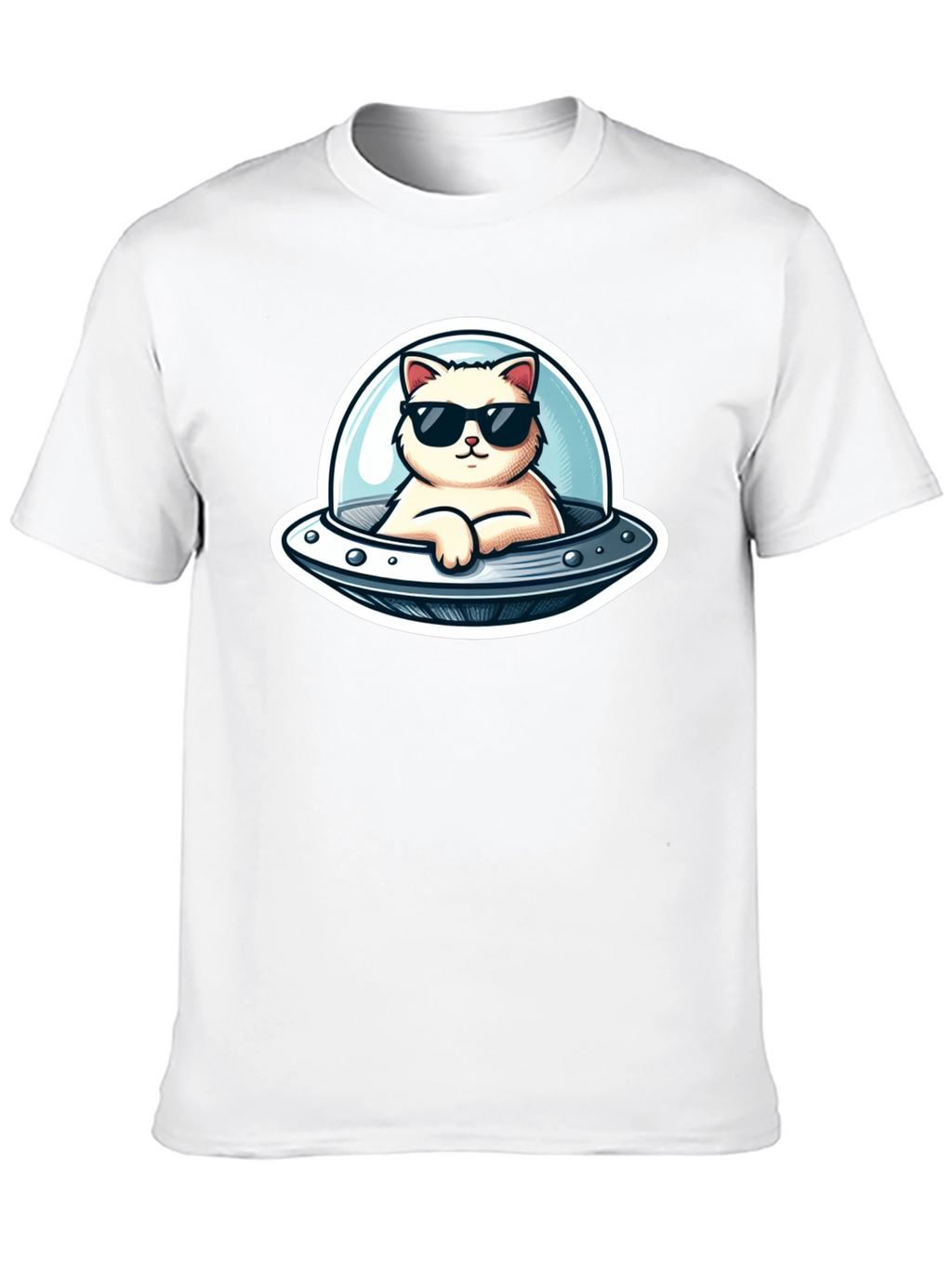Cool Cat UFO Black T-Shirt