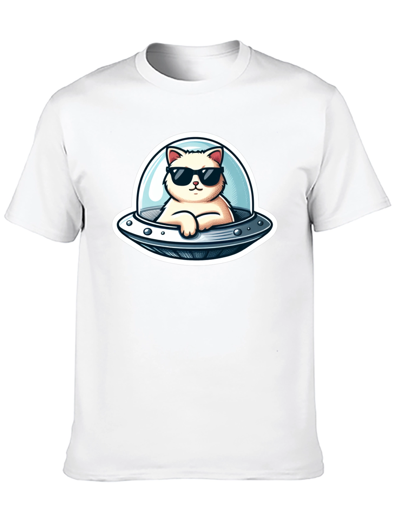 Cool Cat UFO Black T-Shirt