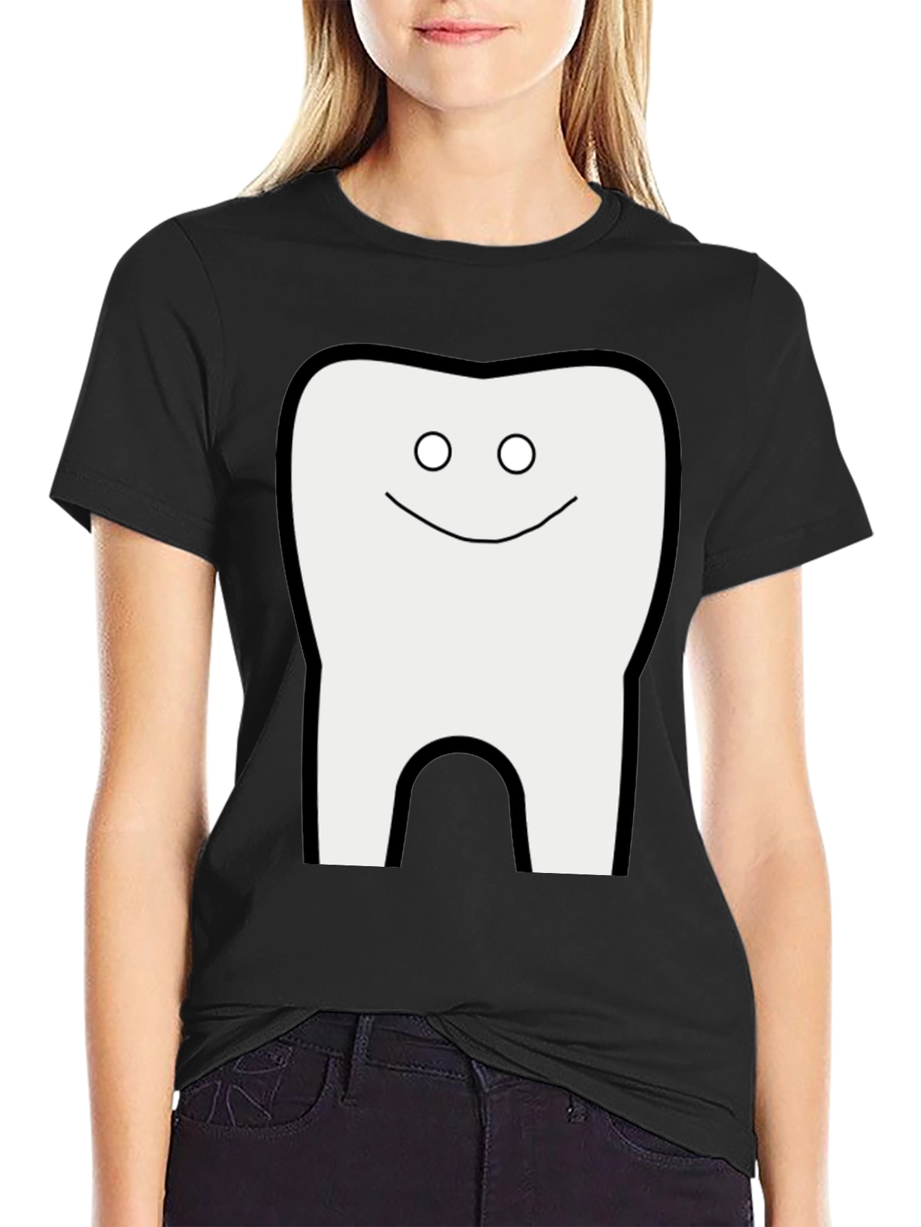 Funny Tooth Graphic T-Shirt - Black Cotton Tee