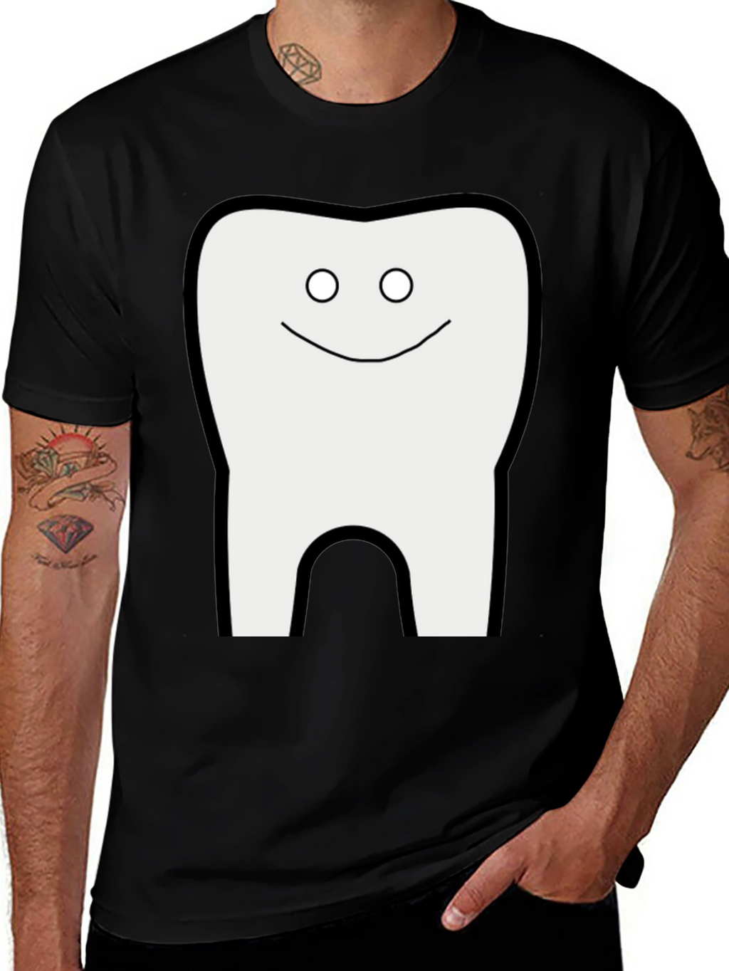 Funny Tooth Graphic T-Shirt - Black Cotton Tee
