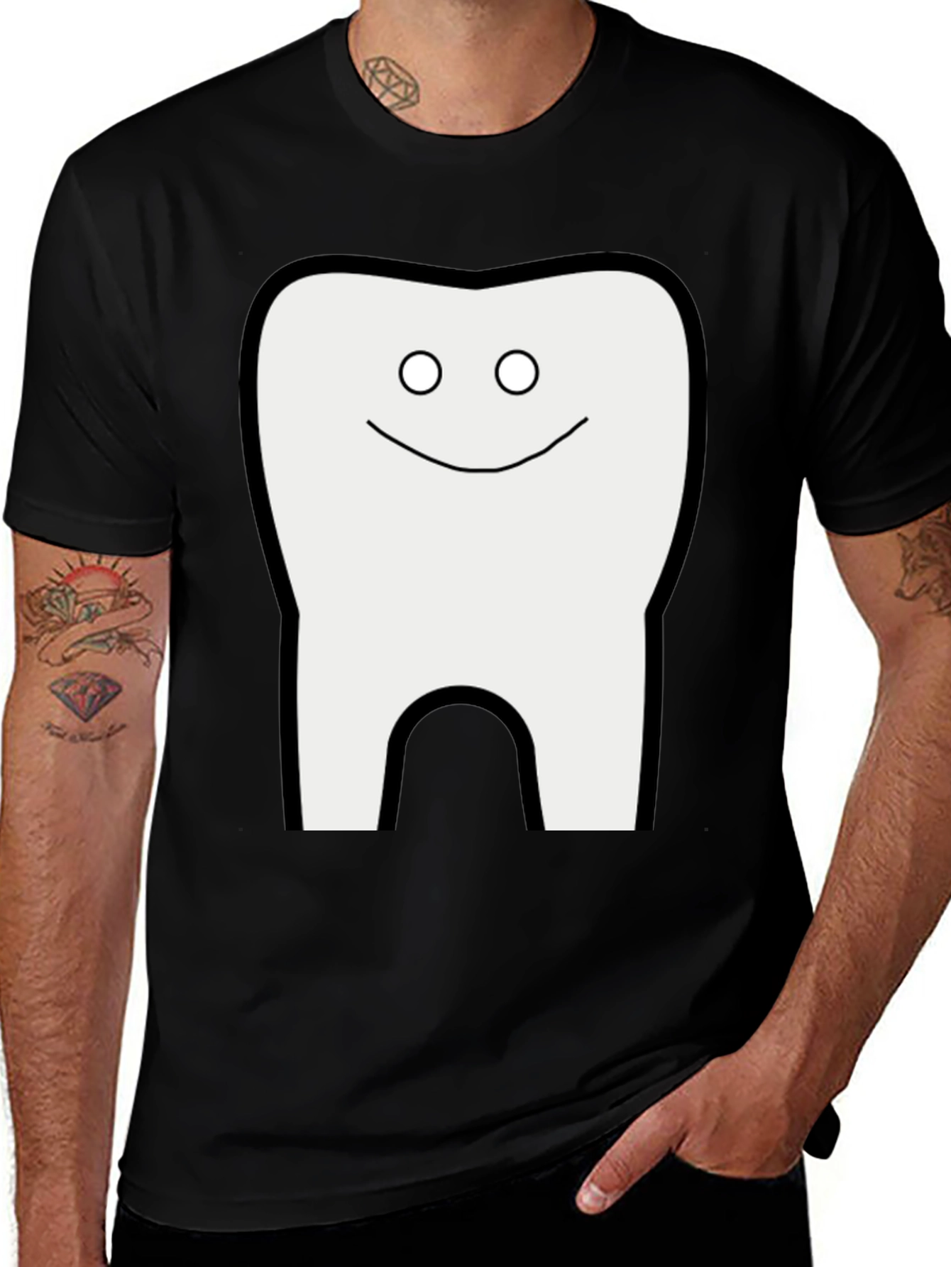 Funny Tooth Graphic T-Shirt - Black Cotton Tee
