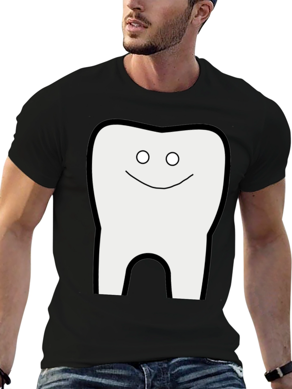 Funny Tooth Graphic T-Shirt - Black Cotton Tee