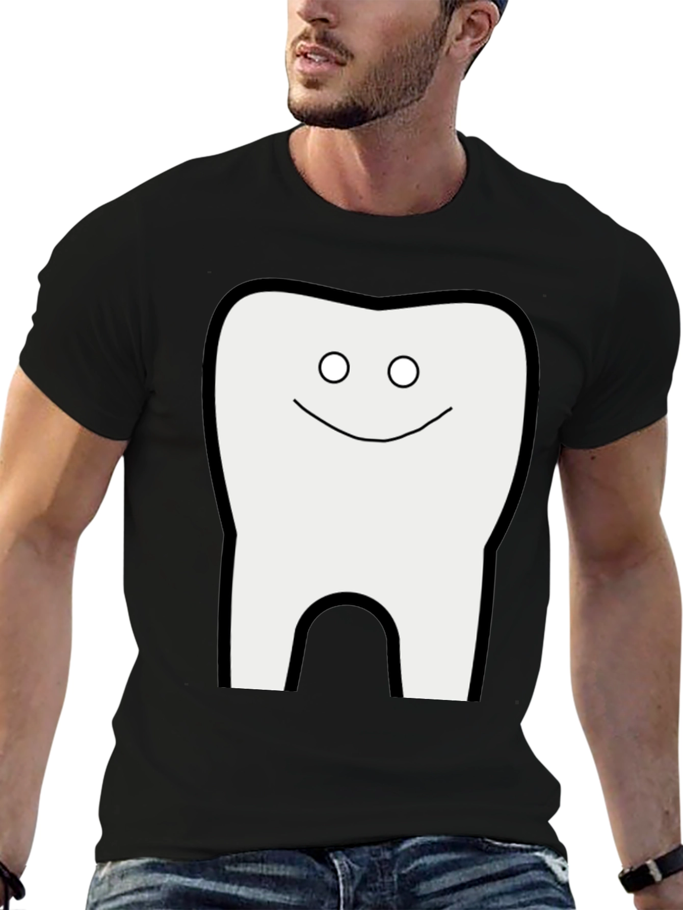 Funny Tooth Graphic T-Shirt - Black Cotton Tee
