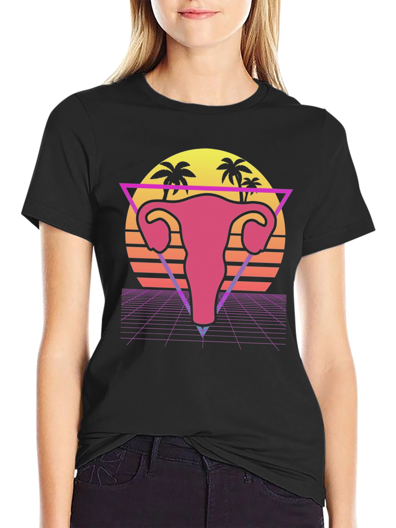 Retro Uterus T-Shirt - 80s Style Anatomy Tee