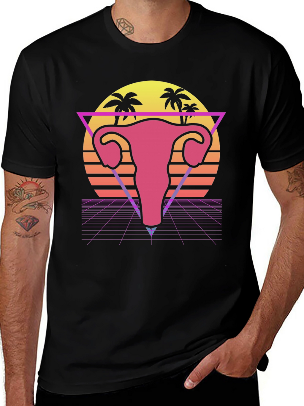 Retro Uterus T-Shirt - 80s Style Anatomy Tee