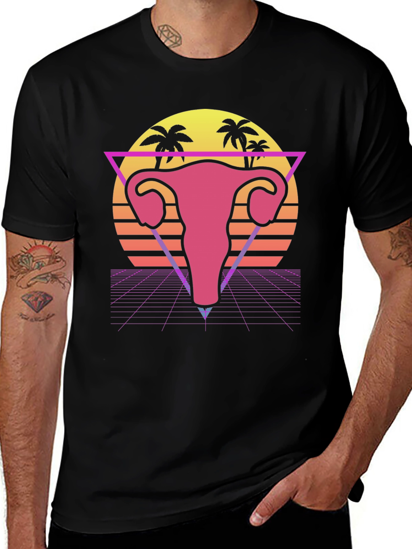 Retro Uterus T-Shirt - 80s Style Anatomy Tee