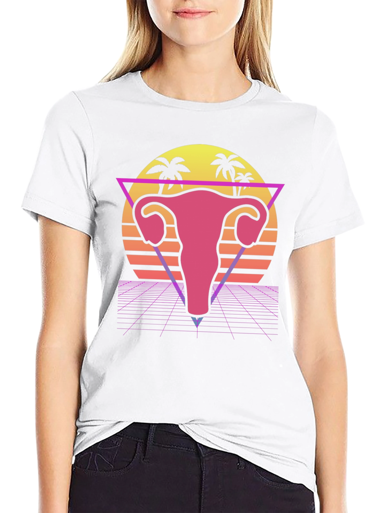 Retro Uterus T-Shirt - 80s Style Anatomy Tee