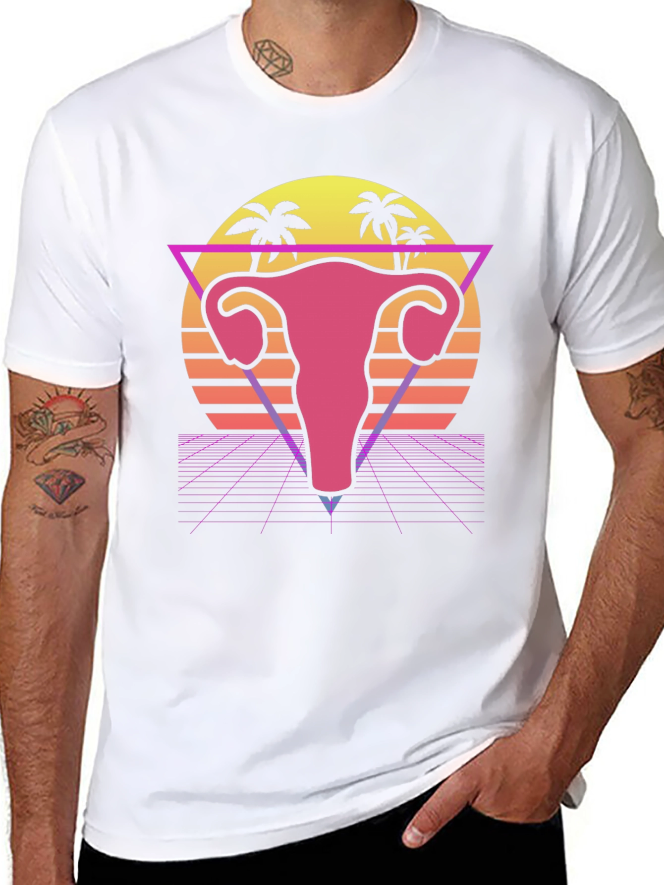 Retro Uterus T-Shirt - 80s Style Anatomy Tee