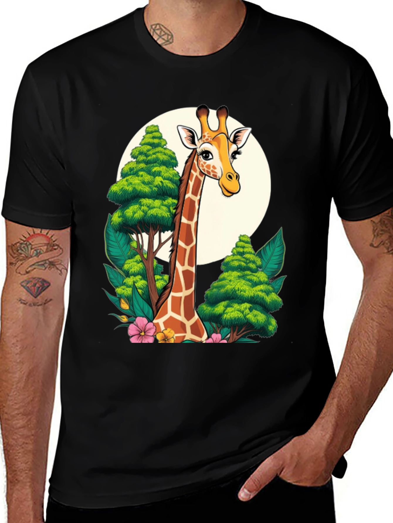 Giraffe T-Shirt - Cartoon Style Animal Tee