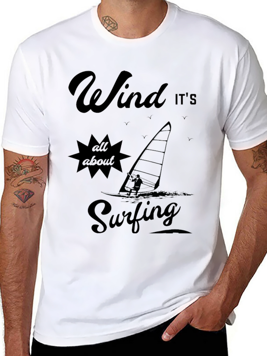 Wind Surfing Graphic T-Shirt - All About Surfing Tee