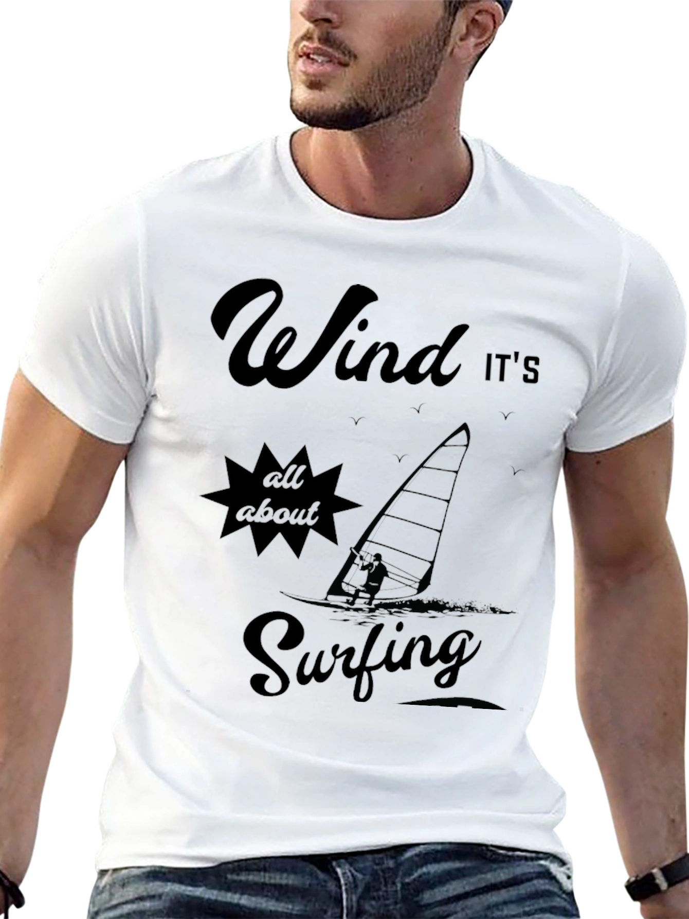 Wind Surfing Graphic T-Shirt - All About Surfing Tee