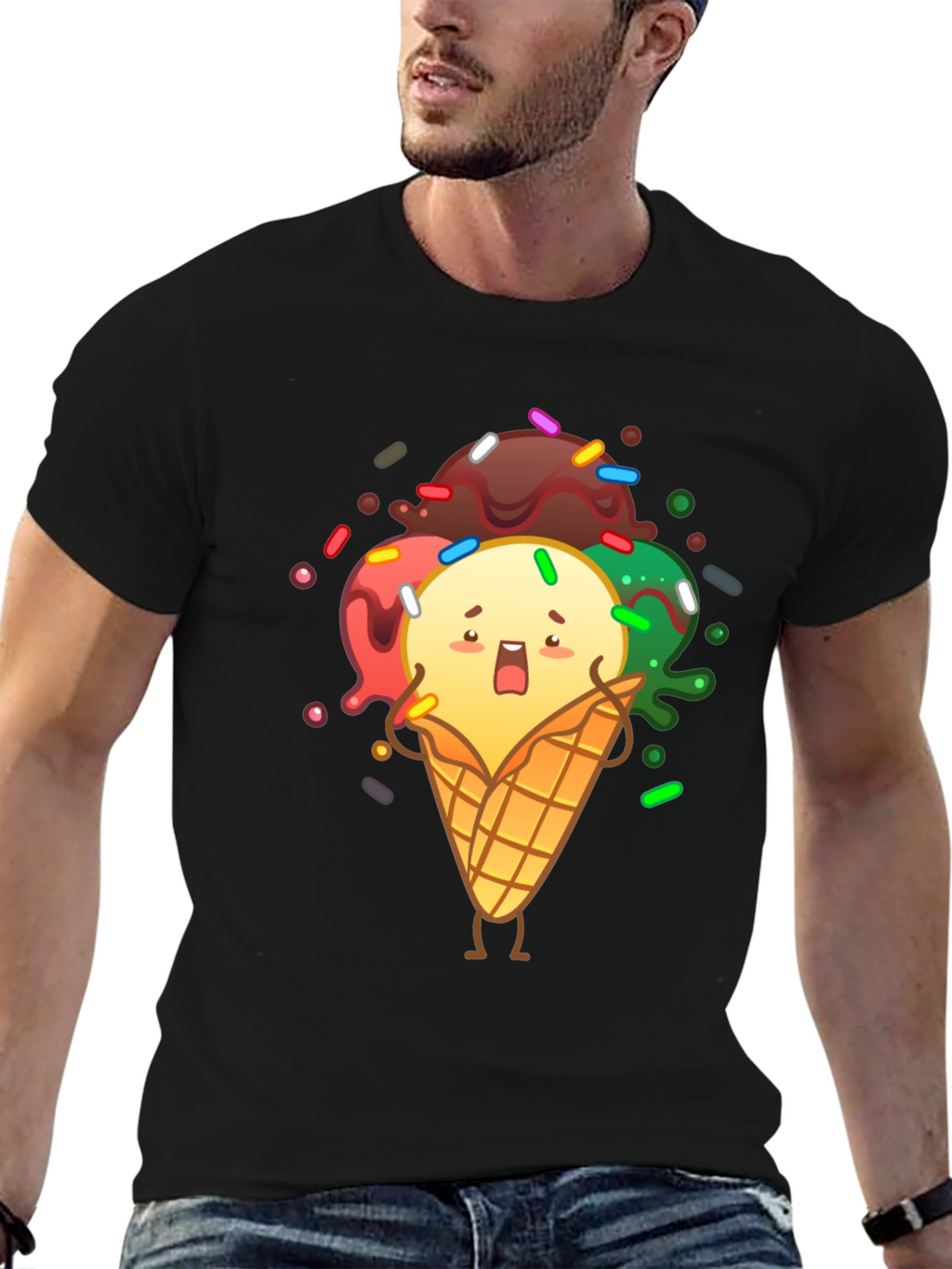 Funny Ice Cream Graphic T-Shirt