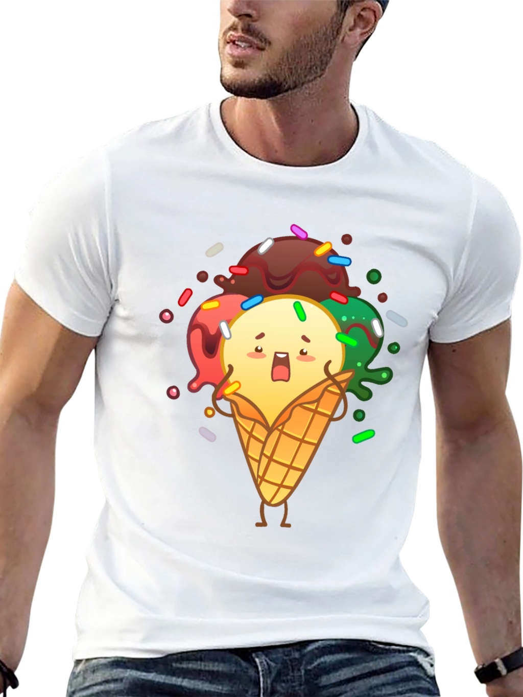 Funny Ice Cream Graphic T-Shirt