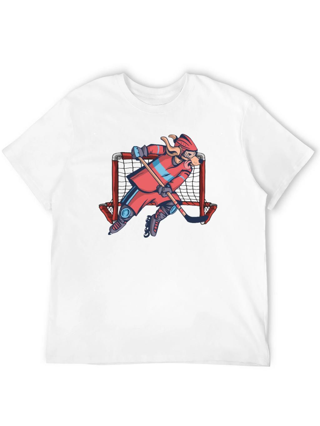 Dog Hockey Player T-Shirt - Novelty Graphic Tee