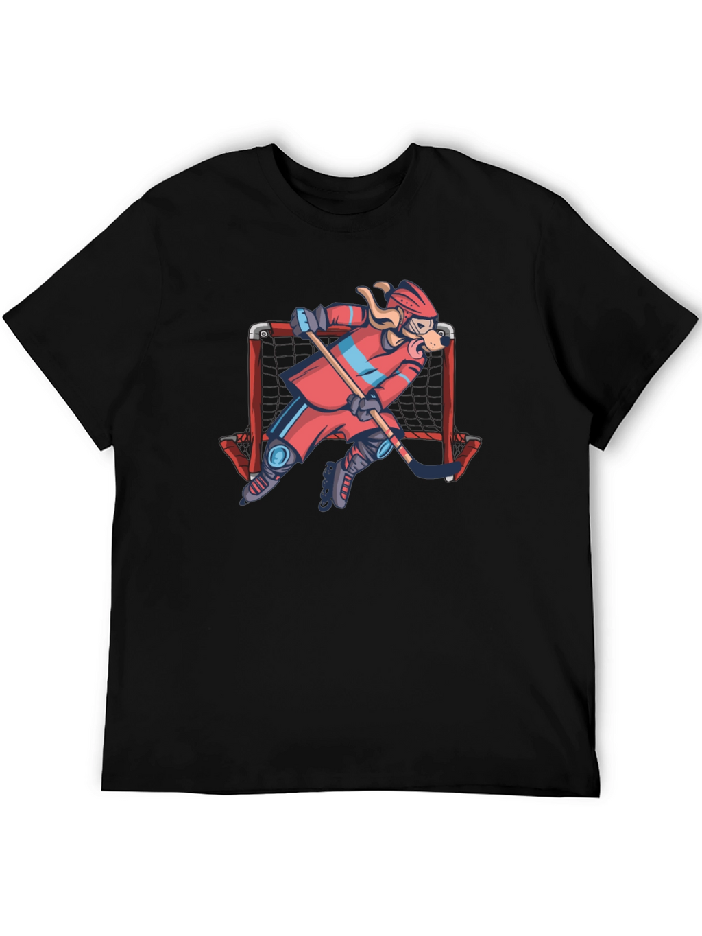 Dog Hockey Player T-Shirt - Novelty Graphic Tee