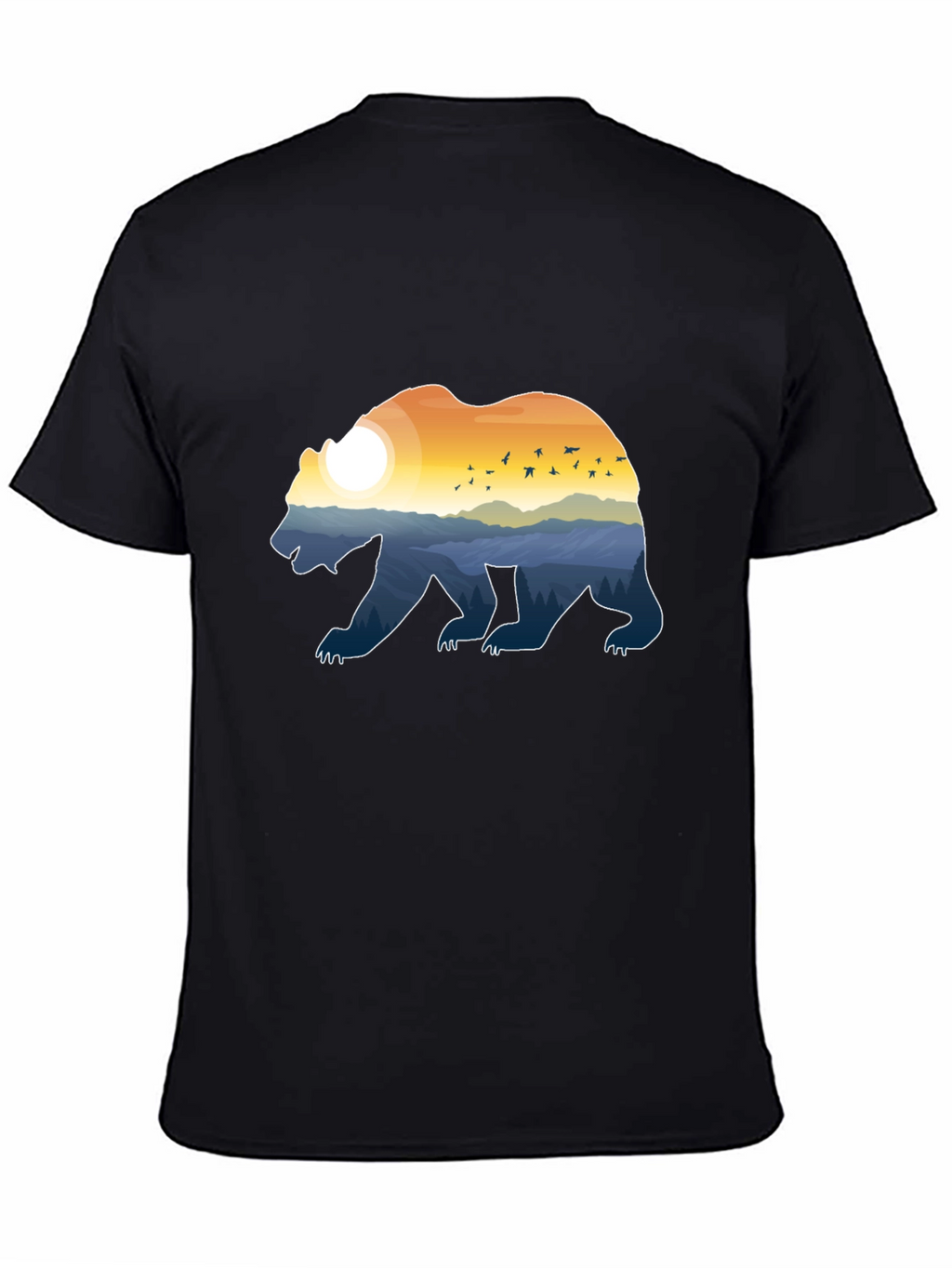 Bear Silhouette Landscape Graphic Tee - Nature Lover T-Shirt