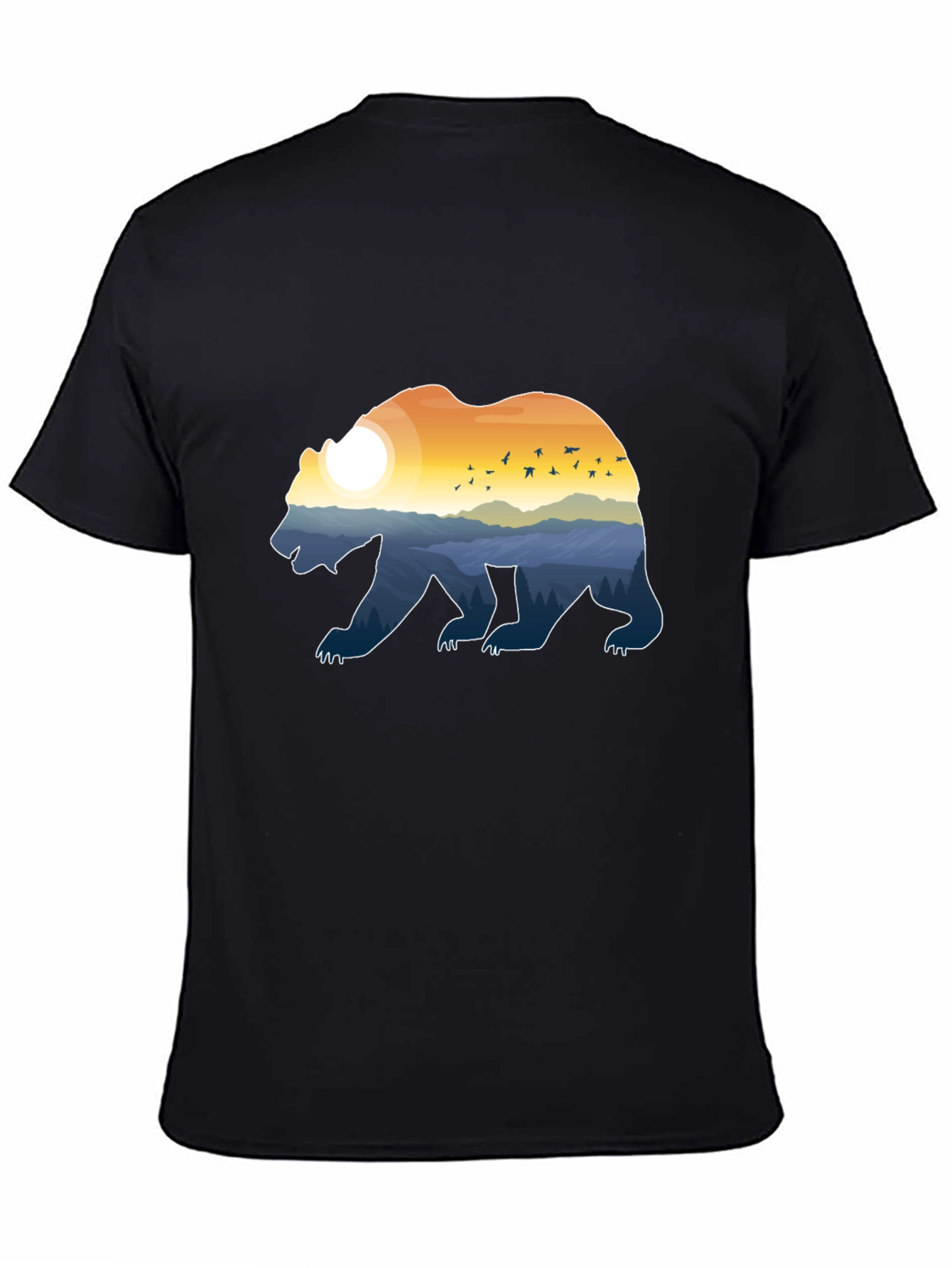 Bear Silhouette Landscape Graphic Tee - Nature Lover T-Shirt