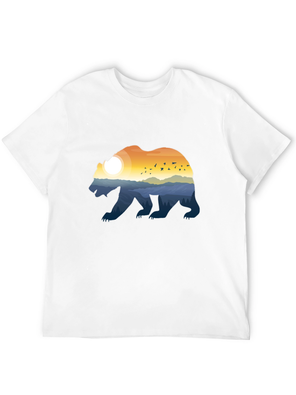 Bear Silhouette Landscape Graphic Tee - Nature Lover T-Shirt