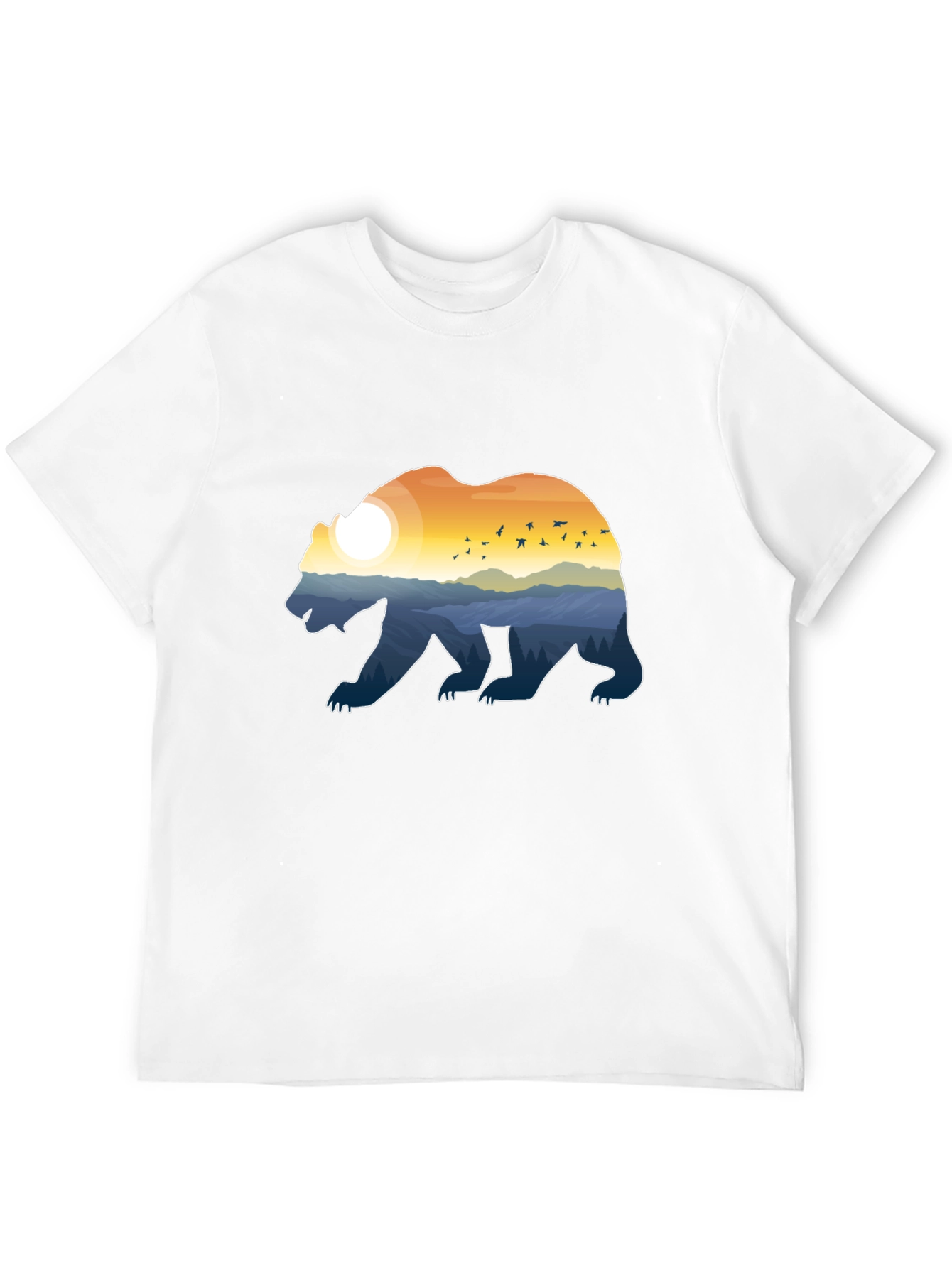 Bear Silhouette Landscape Graphic Tee - Nature Lover T-Shirt